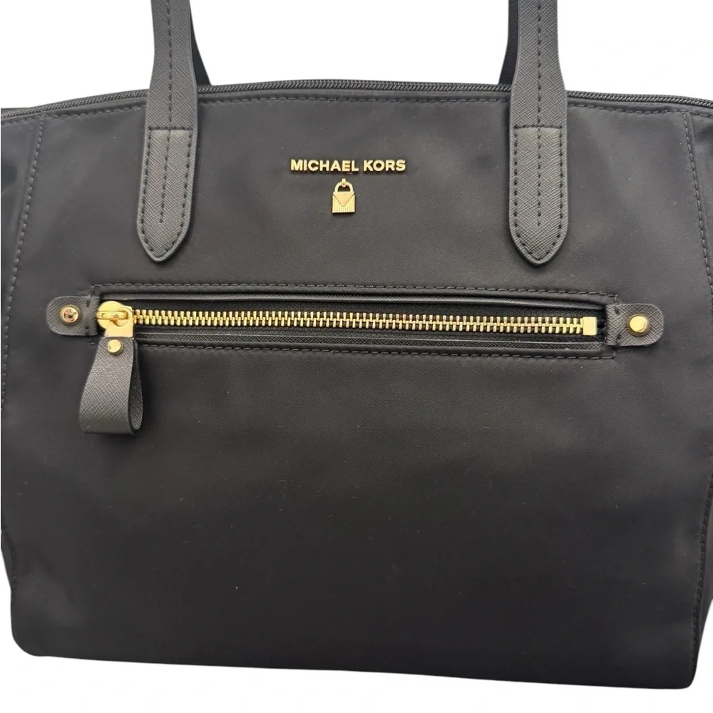 Michael Kors Black Nylon Tote Bag with Gold Hardware - Picture 2 of 10